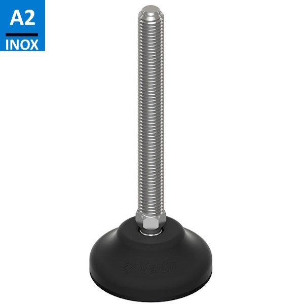 Martin Piede INOX A2 Base Plastica Snodato 30° Antiscivolo D.MM 65 M10/M12/M14 - MARTIN
